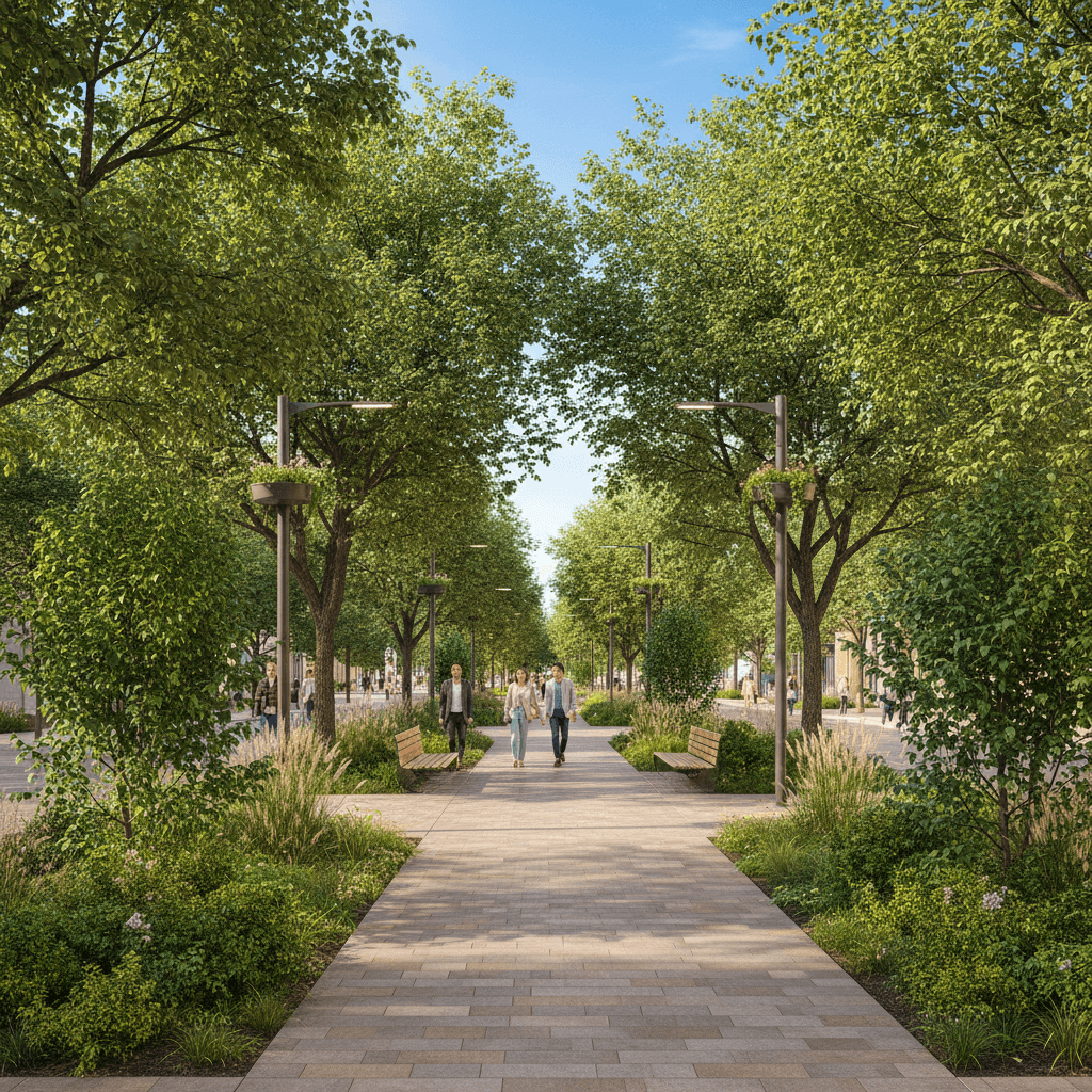 Increased green spaces - new trees and landscaping enhancing Glasgow avenues